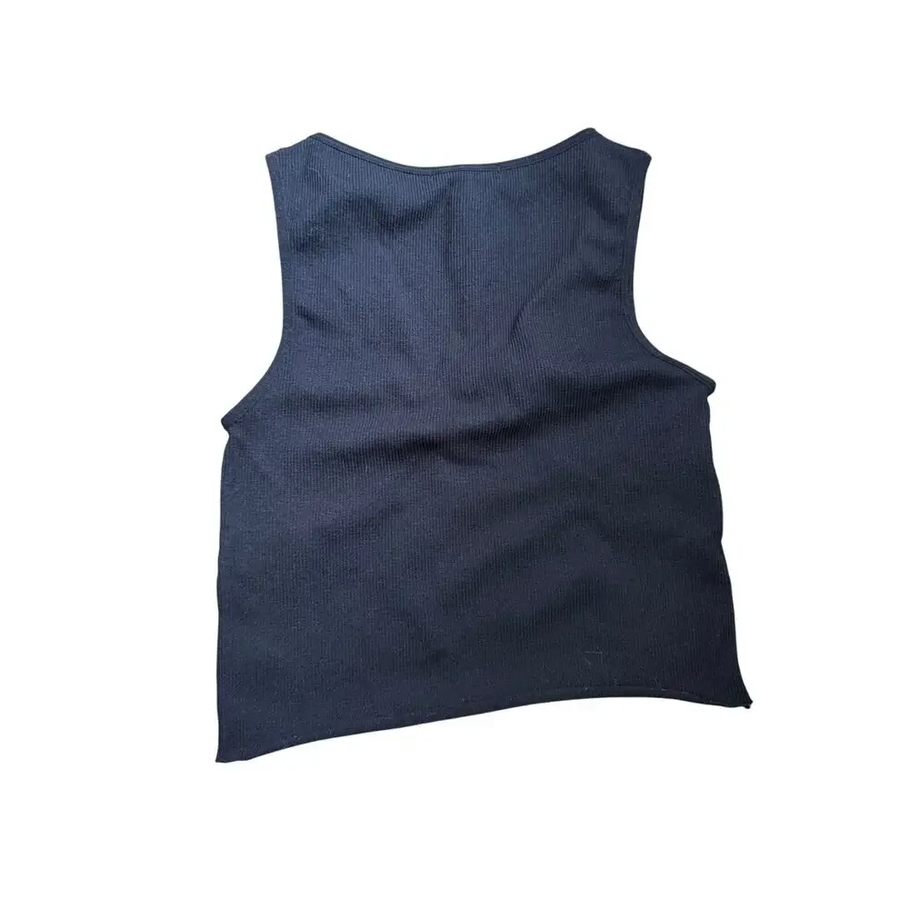 ULTRA FLIRT Women's Juniors' Seamless Ribbed Corset Tank Top, Black, Size Small